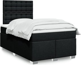 vidaXL Κρεβάτι Boxspring με Στρώμα Μαύρο 120x190 εκ. Υφασμάτινο