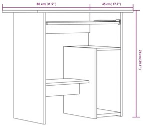 Γραφείο Καφέ Δρυς 80x45x74 εκ. από Επεξεργασμένο Ξύλο - Καφέ