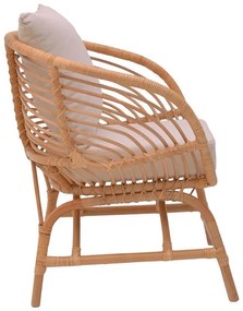 Καρέκλα - Πολυθρόνα Caxen φυσικό rattan-λευκό μαξιλάρι 72x63x75 εκ. 72x63x75 εκ.