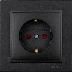 Πρίζα σούκο ασφαλείας γραφίτης Mono Electric σειρά Despina Metallic