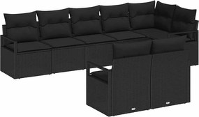 vidaXL Σετ Καναπέ 8 pcs Μαύρο συνθετικό ρατάν