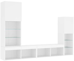 vidaXL Έπιπλα Τοίχου Τηλεόρασης 4 τεμ LED Λευκά από Επεξεργασμένο Ξύλο