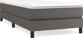 vidaXL Κρεβάτι Boxspring με Στρώμα Γκρι 100x200εκ. από Συνθετικό Δέρμα