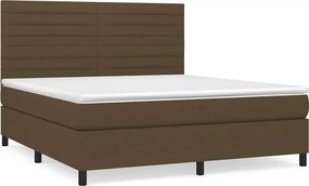 vidaXL Κρεβάτι Boxspring με Στρώμα Σκούρο Καφέ 180x200 εκ Υφασμάτινο