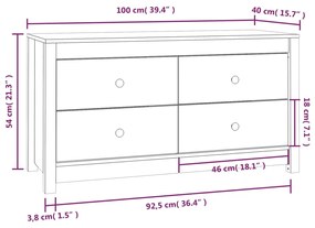 Βοηθητικό Ντουλάπι Μαύρο 100x40x54 εκ. από Μασίφ Ξύλο Πεύκου - Μαύρο