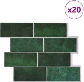 vidaXL Πλακάκι Subway 20 τμχ. Σκούρο Πράσινο 29 x 21 εκ