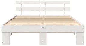 vidaXL Κρεβάτι  με Κεφαλάρι Λευκό 140x200 εκ Μασίφ Ξύλο Πεύκου