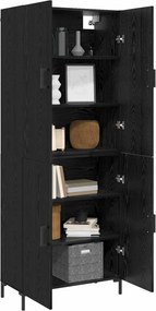 vidaXL Highboard Μαύρη δρυς 69,5 x 34 x 180 εκ. Επεξεργασμένο Ξύλο