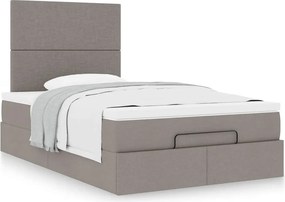 vidaXL Οθωμανικό κρεβάτι με στρώμα Taupe 120x190 cm Ύφασμα