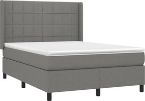 vidaXL Κρεβάτι Boxspring με Στρώμα Σκούρο Γκρι 140x190 εκ. Υφασμάτινο