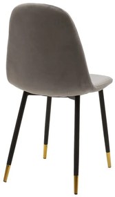 Καρέκλα Sila pakoworld βελούδο γκρι-μαύρο χρυσό πόδι