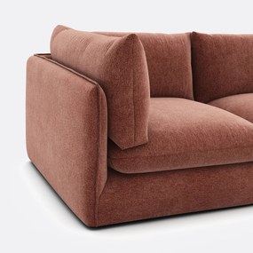 Τριθέσιος αρθρωτός καναπές με πουφ, από μελανζέ πολυεστέρα, MALO