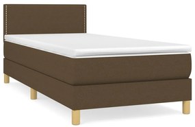 vidaXL Κρεβάτι Boxspring με Στρώμα Σκούρο Καφέ 100x200 εκ. Υφασμάτινο