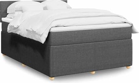 vidaXL Κρεβάτι Boxspring με Στρώμα Σκούρο Γκρι 140x200 εκ Υφασμάτινο