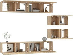 vidaXL Σετ Επίπλων Τηλεόρασης 6 Τεμαχίων Sonoma Δρυς Επεξ. Ξύλο