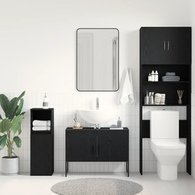 vidaXL Ντουλάπα Νιπτήρα Μπάνιου Μαύρης Δρυός 80x33x60 εκ. Μοριοσανίδες