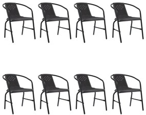 3107705 vidaXL Καρέκλες Κήπου 8 τεμ. 110 κιλά από Πλαστικό Ρατάν &amp; Ατσάλι Μαύρο, 1 Τεμάχιο