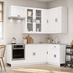vidaXL Μονάδα κουζίνας PORTO 8 pcs Λευκό Επεξεργασμένο Ξύλο