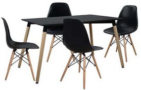 Σετ Τραπεζαρίας 5τμχ HM10225 Φυσικό-Μαύρο 120x80x73cm 4 Θέσεων