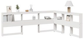 vidaXL βιβλιοθήκη κεφαλάρι σε σχήμα L Λευκό 140 εκ. Ξύλο Πεύκου