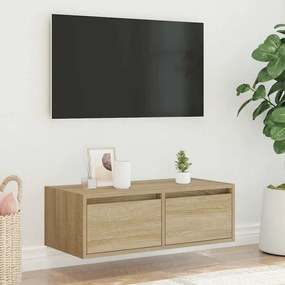 ντουλάπι τηλεόρασης με φώτα LED Sonoma Oak 75x35,5x25 cm - Καφέ