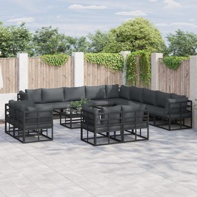 vidaXL Σετ Καναπέ Κήπου 13 pcs Μαύρο 353 x 353 x 71 εκ. Αλουμίνιο