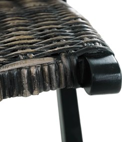 vidaXL Καρέκλα Μαύρη Φυσικό Ρατάν Kubu και Μασίφ Μαόνι