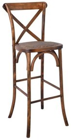 Σκαμπώ Bar DESTINY Καρυδί/Κάθισμα Rattan 45x48x110cm