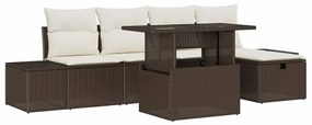 vidaXL Σετ Καναπέ Κήπου Ρυθμιζόμενο ύψος 6 pcs Καφέ συνθετικό ρατάν