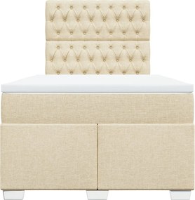 vidaXL Κρεβάτι Boxspring με Στρώμα Κρεμ 120x190 εκ. Υφασμάτινο