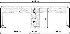 Γραφείο Πεύκο Atlantic / Μαύρο IKILI 240x60x74