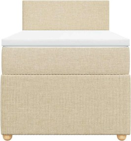 vidaXL Κρεβάτι Boxspring με Στρώμα Κρεμ 90x200 εκ.Υφασμάτινο