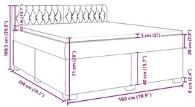 Κρεβάτι Boxspring με Στρώμα Taupe 180x200 εκ. Υφασμάτινο - Μπεζ-Γκρι