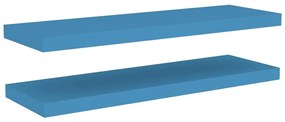 Ράφια Τοίχου 2 τεμ. Μπλε 80 x 23,5 x 3,8 εκ. MDF - Μπλε