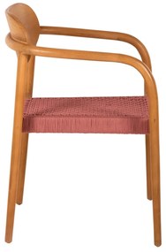 Πολυθρόνα OSLO Ξύλο Teak Φυσικό και Σχοινί Ρόζ 55x54x80Yεκ. 55x54x80 εκ.