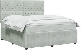 vidaXL Κρεβάτι box spring με στρώμα Ανοιχτό γκρι 140 x 200 cm Βελούδο