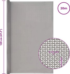 vidaXL Πλέγμα Οθόνης 120 mesh 120 x 2000 εκ Ανοξείδωτο Ατσάλι 201