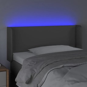 Κεφαλάρι Κρεβατιού LED Γκρι 93x16x78/88 εκ. από Συνθετικό Δέρμα 3123038