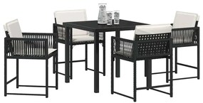 vidaXL Σέτ φαγητού για κήπο 5 pcs Μαύρο συνθετικό ρατάν