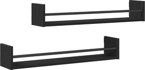 vidaXL Ράφι Τοίχου Επιτοίχιο 2 pcs Μαύρη Οξυά 80 x 16 x 14 cm