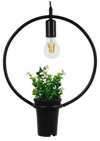 Φωτιστικό Οροφής Flowerpot 10001212 1xΕ27 Με Διακοσμητικό Φυτό Φ30cm Black GloboStar