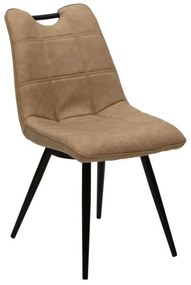 Chair Nely PU beige antique-black leg 47x61x85 εκ.