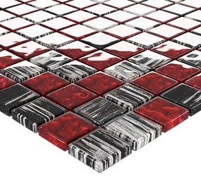 vidaXL Μωσαϊκά Πλακάκια 11 τεμ. Μαύρα / Κόκκινα 30 x 30 εκ. Γυάλινα