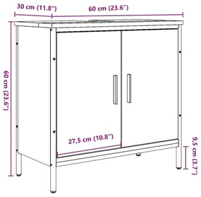 Ντουλάπι νιπτήρα Παλιό ξύλο 60x30x60 cm Κατασκευασμένο ξύλο - Καφέ