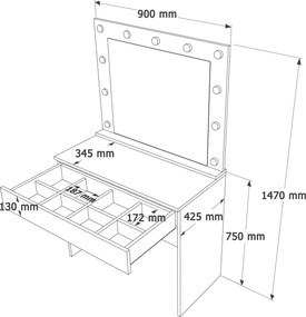 Τουαλέτα Μακιγιάζ Λευκό GERAL 80x42.5x147