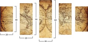 ΠΕΝΤΑΠΤΥΧΟΣ ΠΙΝΑΚΑΣ MDF VINTAGE WORLD MAP HM7206.06 100X60x0,3 εκ.