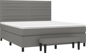 vidaXL Κρεβάτι Boxspring με Στρώμα Σκούρο Γκρι 180x200 εκ Υφασμάτιν