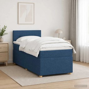 vidaXL Κρεβάτι box spring με στρώμα Μπλε 80 x 200 cm Ύφασμα