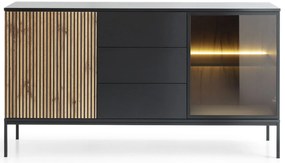 Μπουφές με βιτρίνα και συρτάρια Sento Ανθρακί 154x83x39 cm