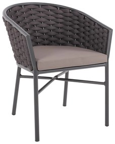 ARMCHAIR ALUMINUM WITH FOAMY ROPE DARK GREY 60x57x77Hcm.